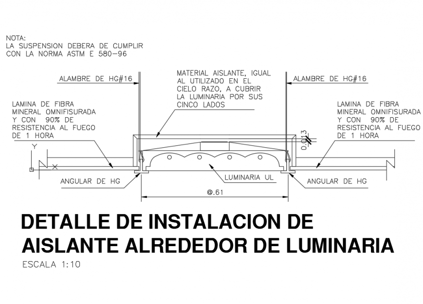 Detail Of Insulation Around Luminaire Of Suspended Ceiling Dwg File Cadbull