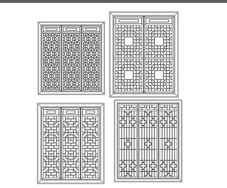 Detail of window elevation layout file - Cadbull