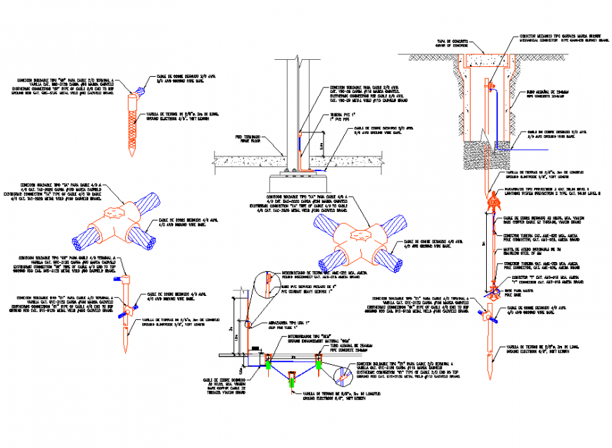 Details grounding section plan autocad file Cadbull