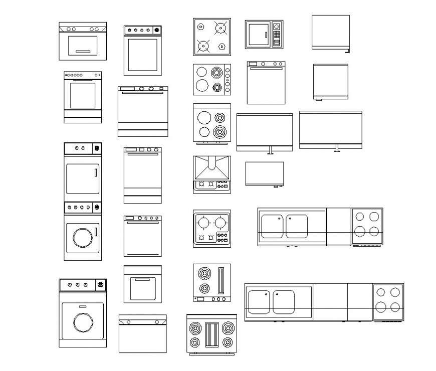 Different kitchen blocks 2d view layout file in autocad format - Cadbull