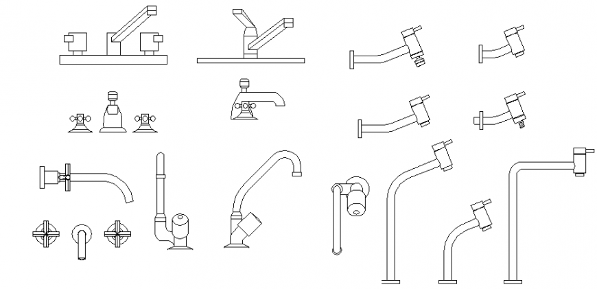 Different types of faucet drawing in dwg file. - Cadbull