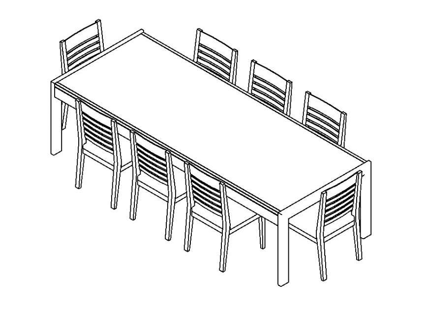 Dining table and chair detail 3d model furniture block ...