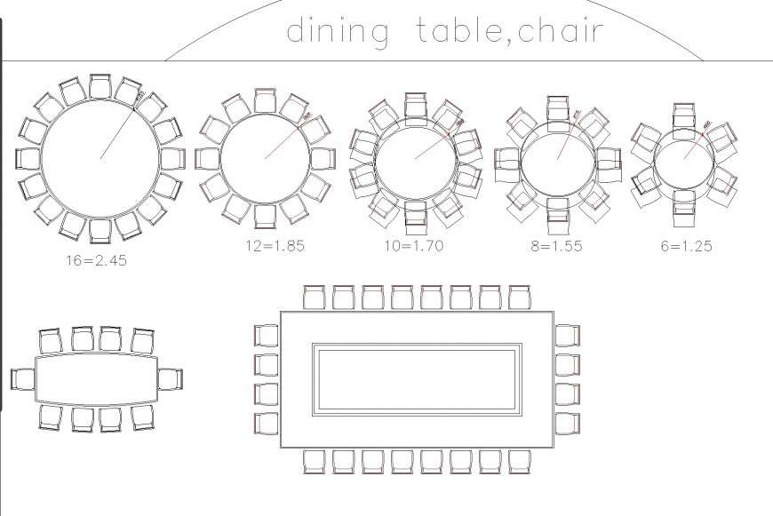 Dining table and chair furniture detail layout file - Cadbull