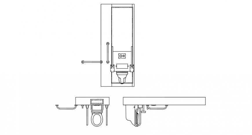 Disabled toilet arrangement sectional detail - Cadbull