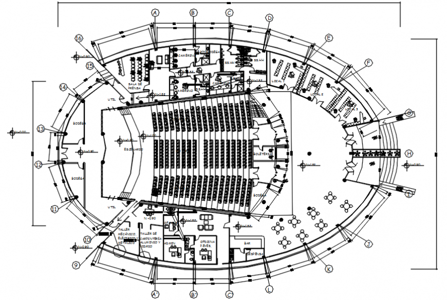 Distribution layout plan with furniture of multiplex