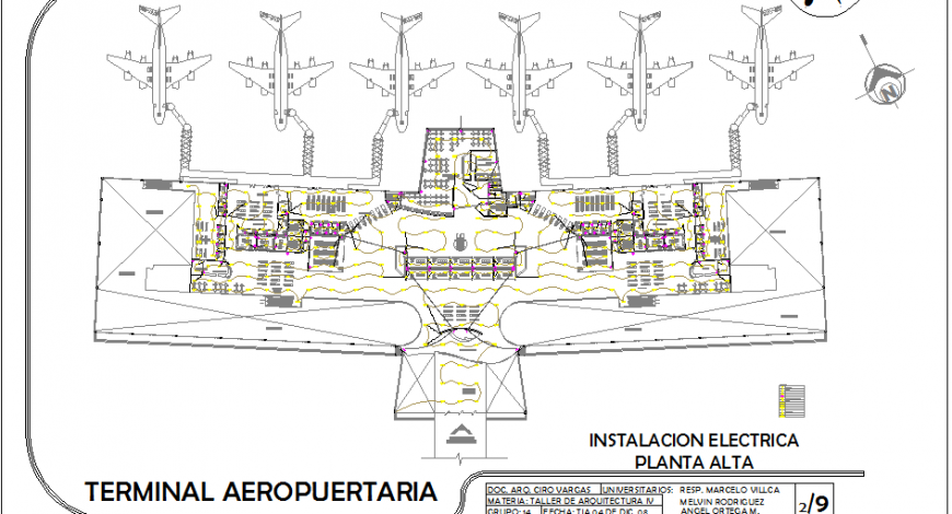 Domestic airport terminal architecture layout plan details