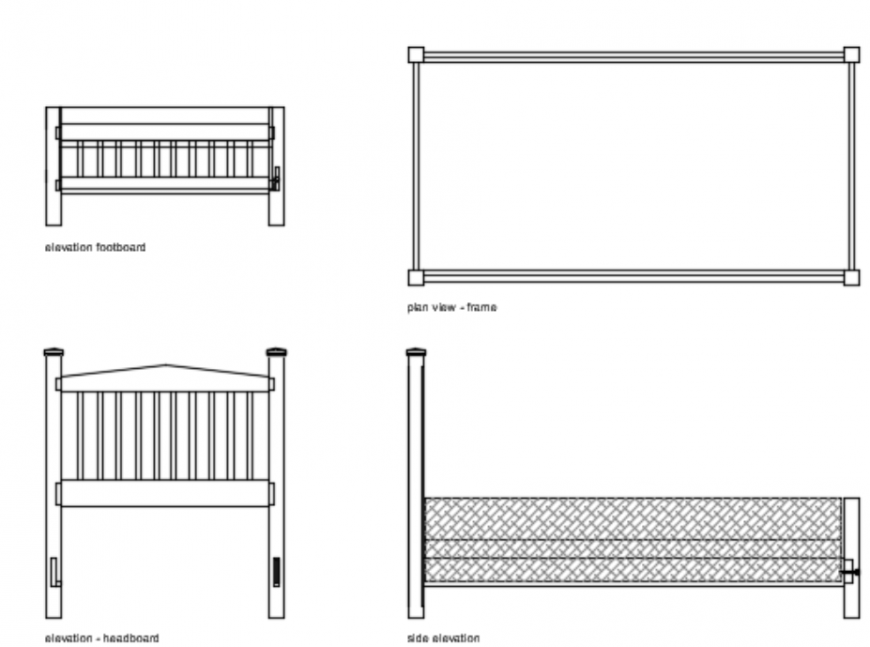 Double bed design 2d - Cadbull