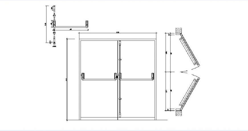 Double door window section and installation drawing details dwg file