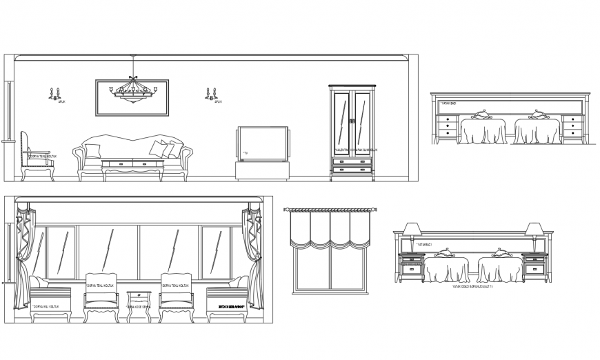 Drawing of bedroom interior design 2d AutoCAD file Cadbull