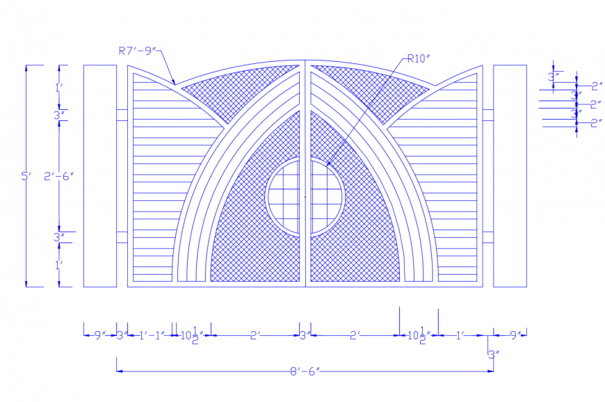 Drawing of gate details AutoCAD file - Cadbull