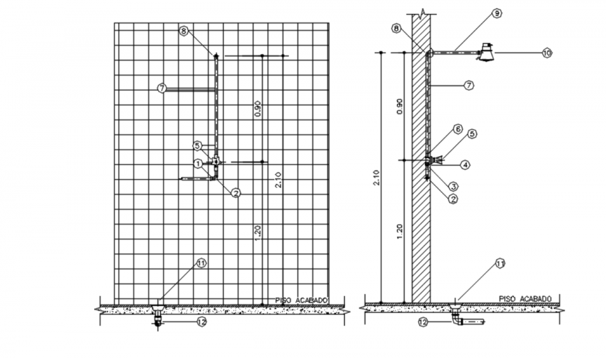 Drawing of shower detail autocad file - Cadbull