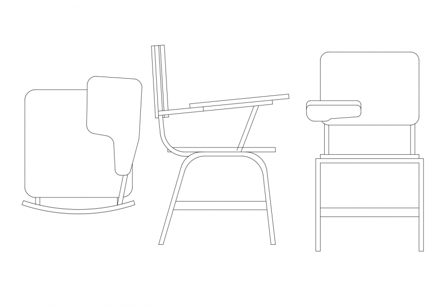 Drawing Of Study Chairs Design 2d Details Autocad File Cadbull