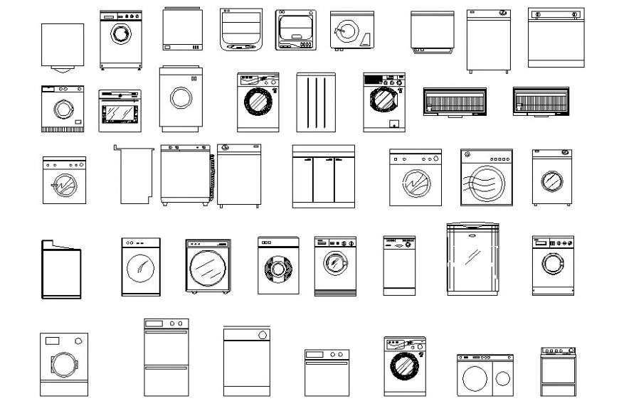 Drawing of washing  machine  blocks AutoCAD file Cadbull