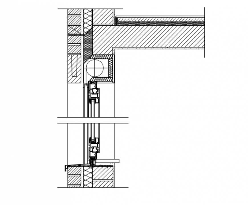 Drawing of window scrolling blind details - Cadbull