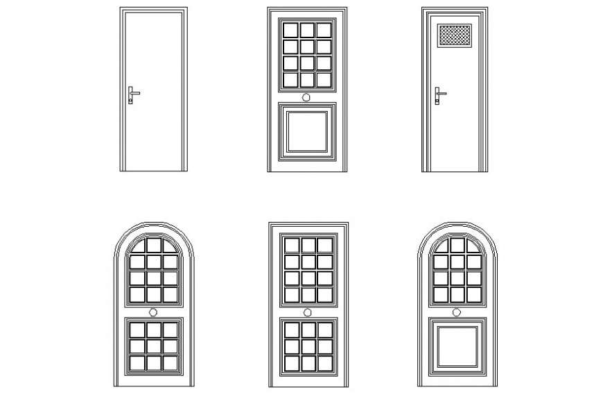 Drawing of wooden doors blocks AutoCAD file - Cadbull