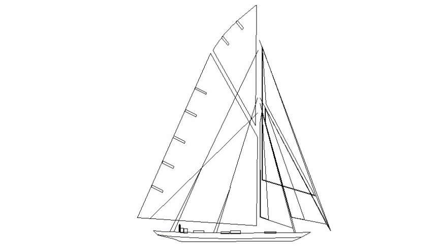 Drawing of yacht 2d view elevation autocad file - Cadbull