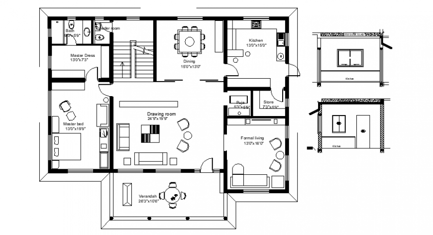 Architecture Layout - 2d CAD floor layout plan details of residential house  autocad file that shows work plan drawing details of house along with floor  level details and room dimension details. Dimension