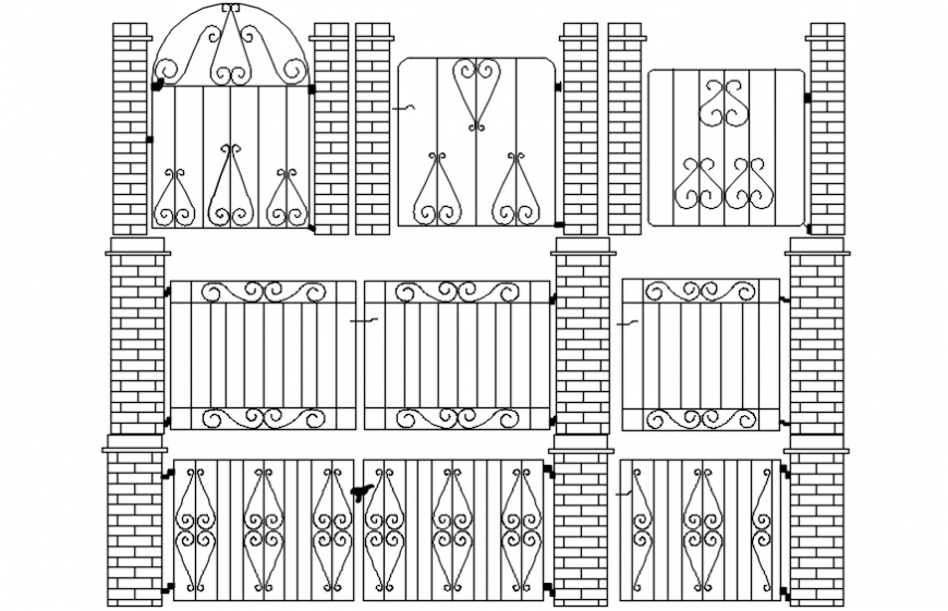 Drawings details of gate 2d view autocad software file - Cadbull