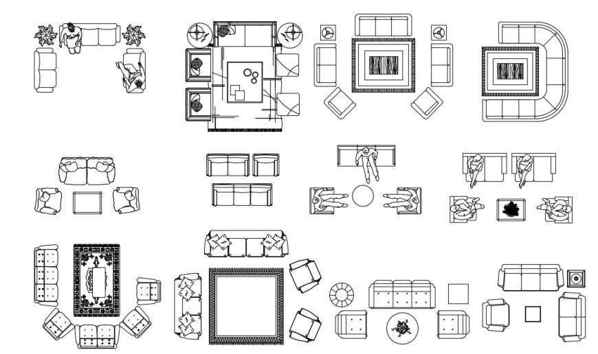 Drawings Of Living Room Furniture Blocks Sofa Set Dwg Autocad File