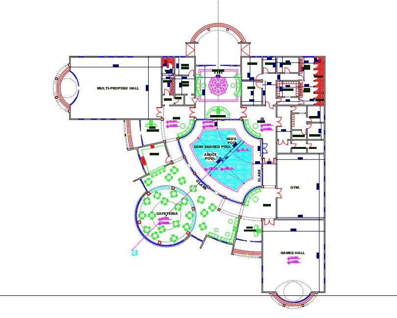 Architecture Layout Plan Of Club House Cad File Cadbull | designinte.com
