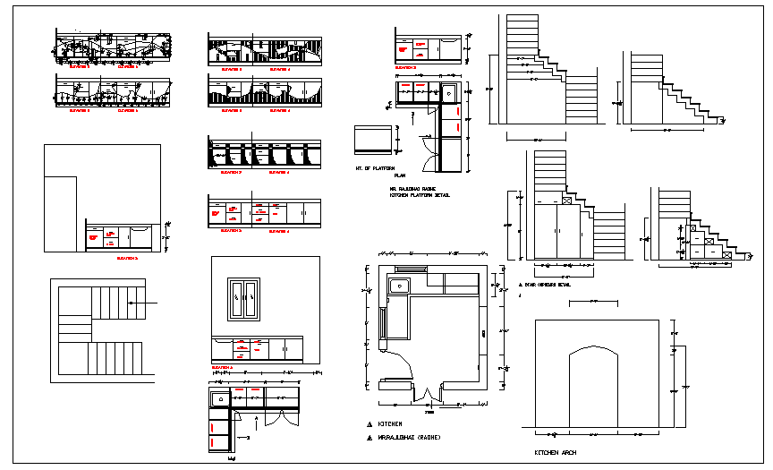 Kitchen Furniture lay-out - Cadbull