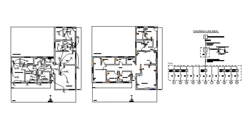 Electrical installation layout and riser diagram drawing details of
