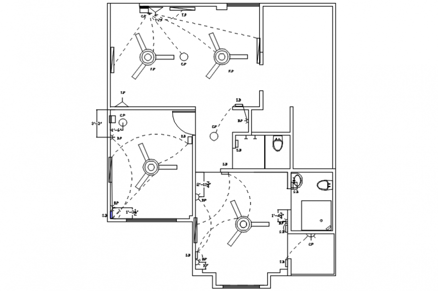 Electrical layout plan of a house, - Cadbull