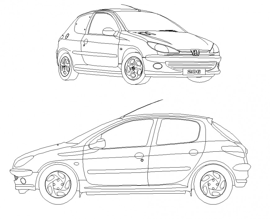 Elevation and isometric design of car detail dwg file Cadbull