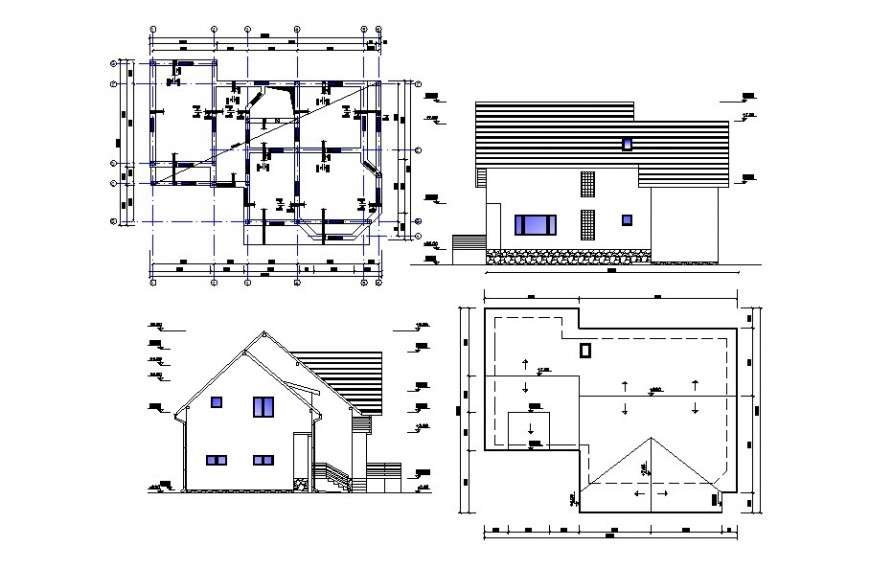 Elevation and plan  detail of house  CAD  block  autocad  file 