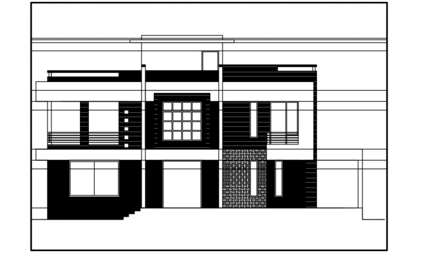 Elevation of a modern bungalow files - Cadbull