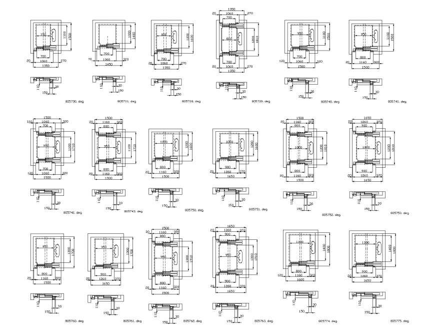 Elevators kone plan and section detail Cadbull