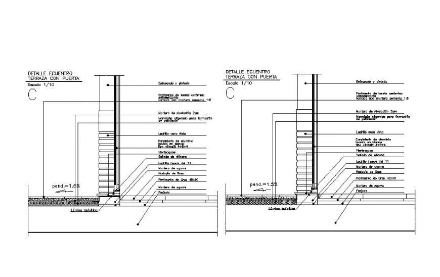 Encounter door section and installation cad drawing details dwg file ...