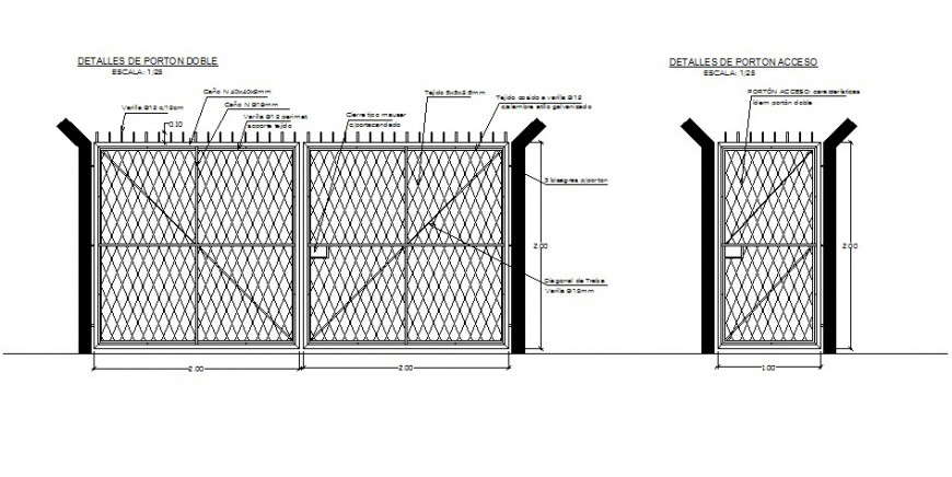 Entrance Gate Details Elevation 2d Drawing In Autocad Cadbull 1249