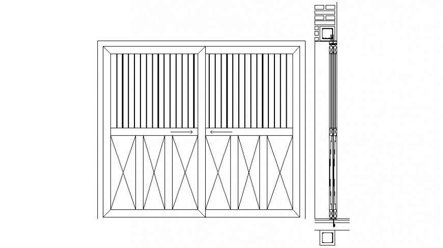Entrance Gate Details Elevation 2d Drawing In Autocad Cadbull | Images