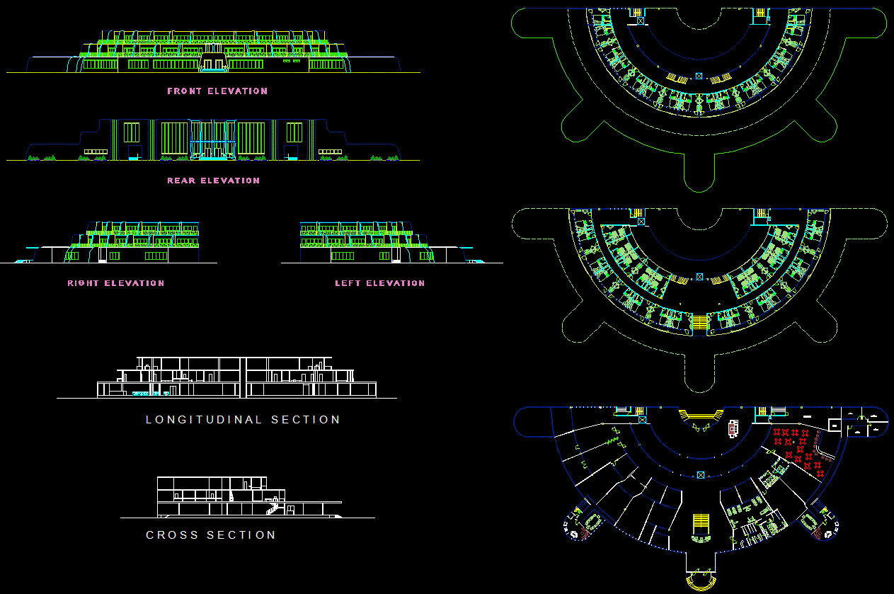 Hotel Plan and Elevation given in this cad file. Download this cad file ...