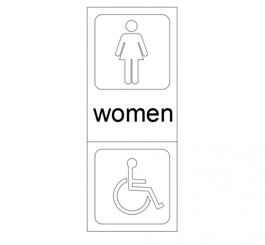 Female toilet signs and symbols cad block design dwg file - Cadbull