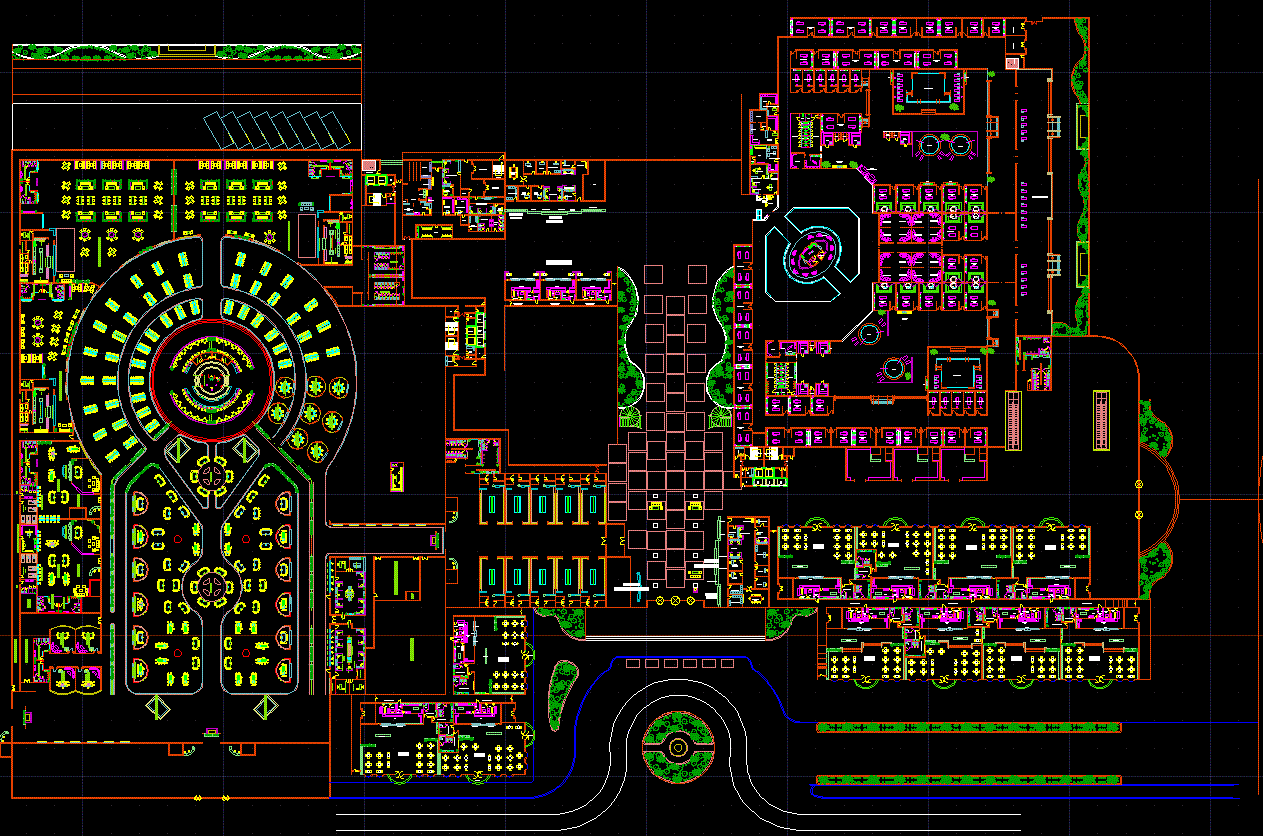 The Hotel Layout Plan Is Given In This Cad File Download Cad File Now Cadbull