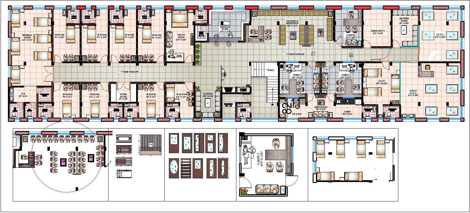 Hospital Building Design Architecture Plan DWG File Cadbull ...