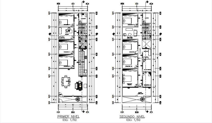 First floor and second-floor house plan - Cadbull