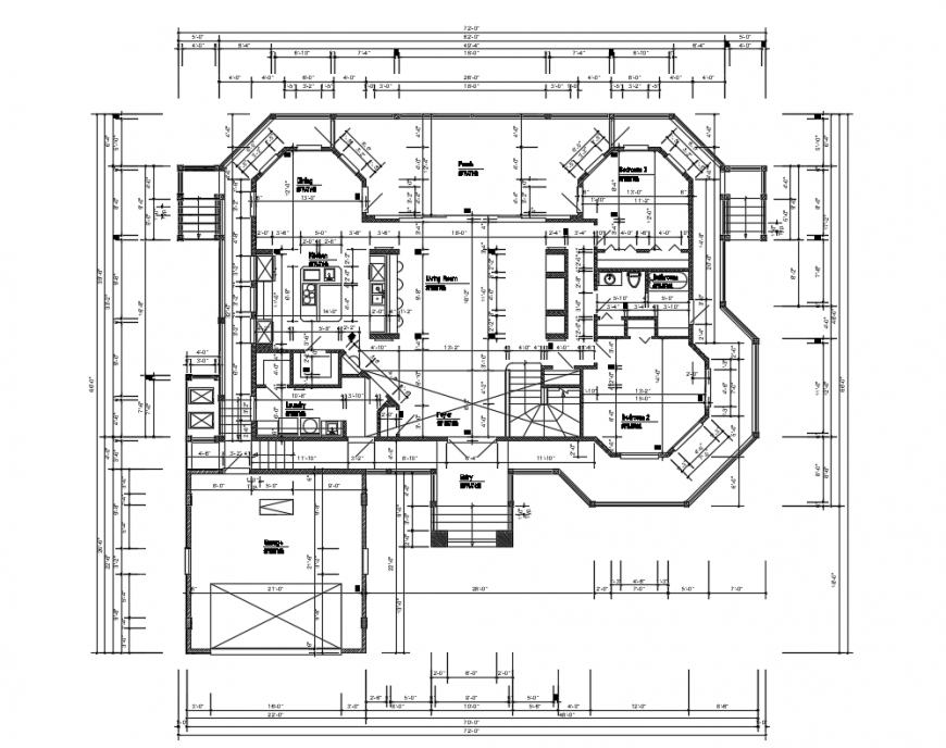 First floor layout plan details of house building dwg file - Cadbull