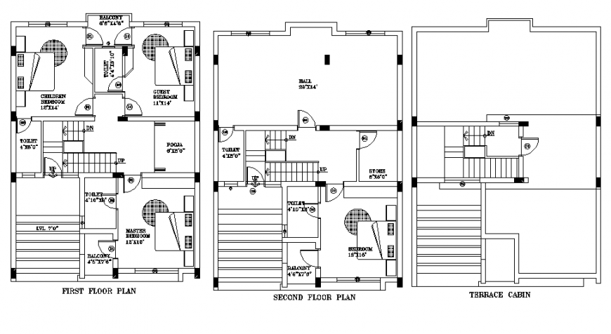 First Floor To Terrace House Plan Layout File Cadbull
