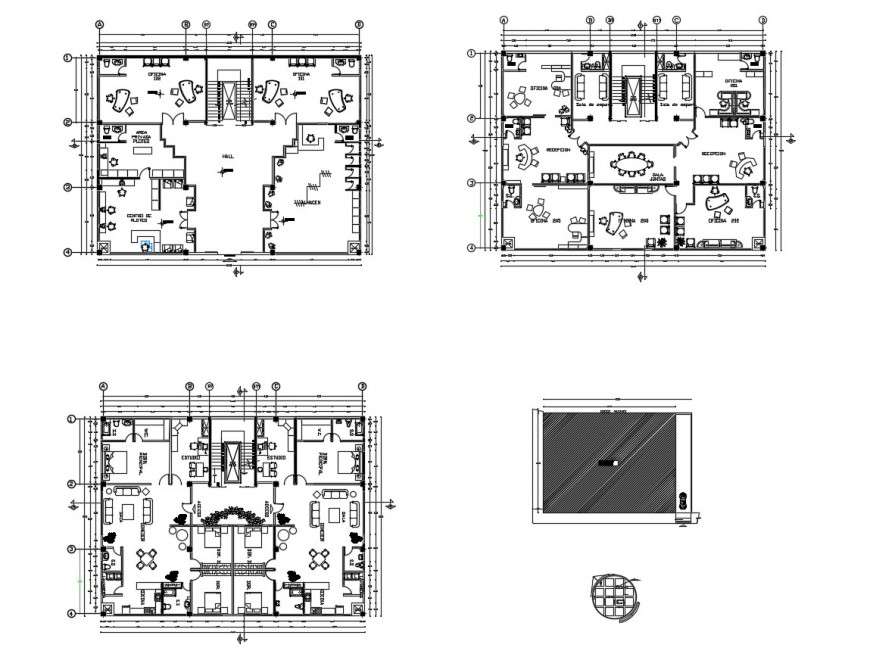 Five levels office building floor plan distribution plan