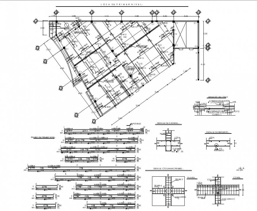 Flat slab detail plan dwg file. - Cadbull