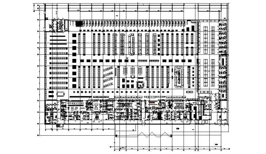 Floor plan of Supermarket 2d view drawing in autocad file