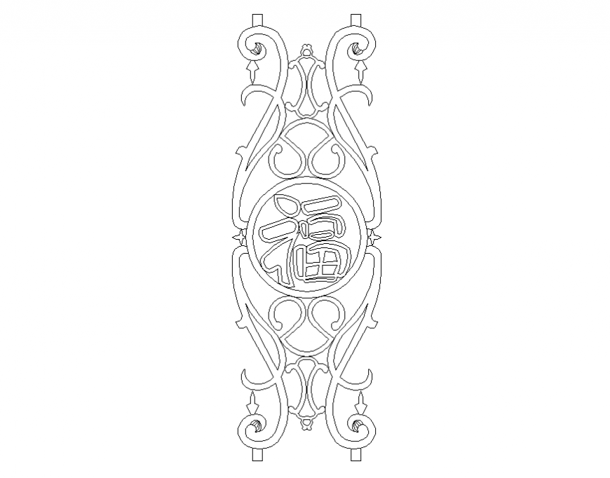 Floral pattern railing design block details dwg file - Cadbull