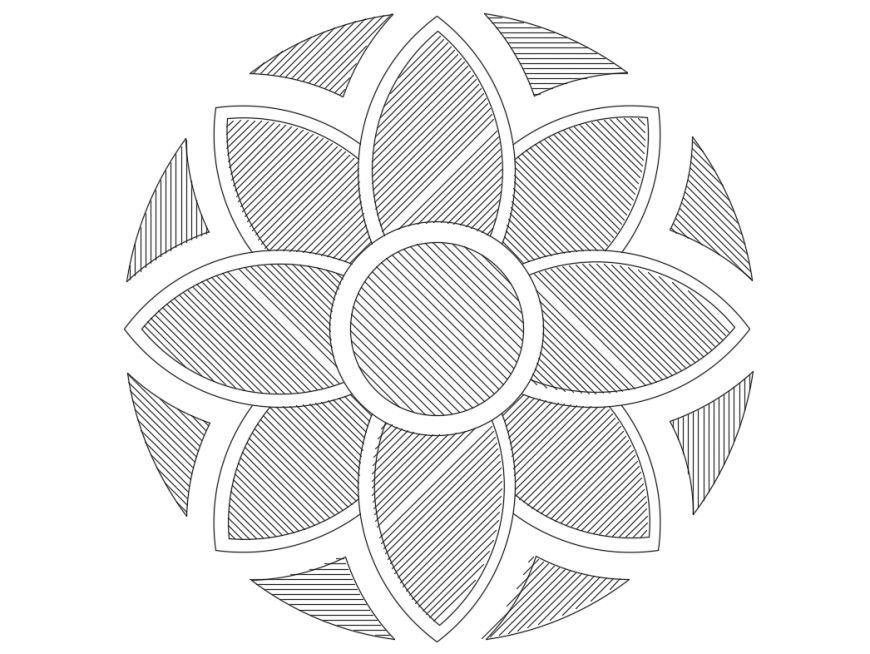 Flower round shape parquet window cad drawing details dwg file - Cadbull
