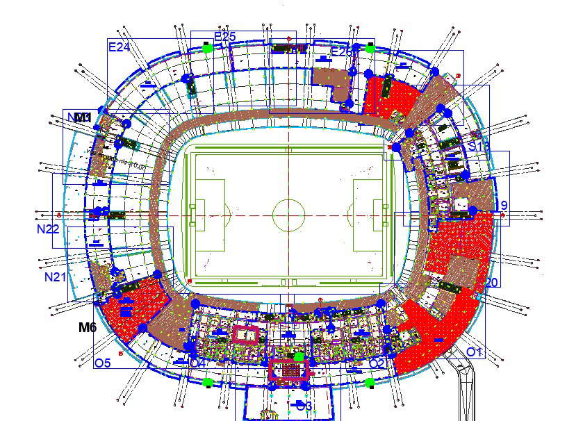 D Cad Drawing Of Football Stadium Autocad Software Cadbull | Hot Sex ...