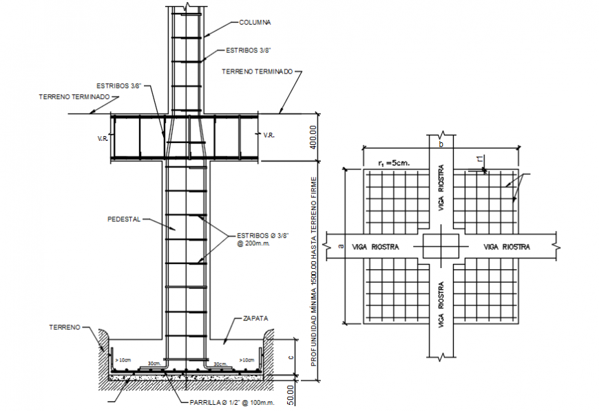 Column Footing Section And Structure Drawing Details - vrogue.co