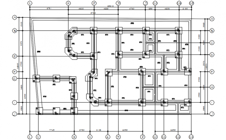 Foundation detail of layout plan - Cadbull