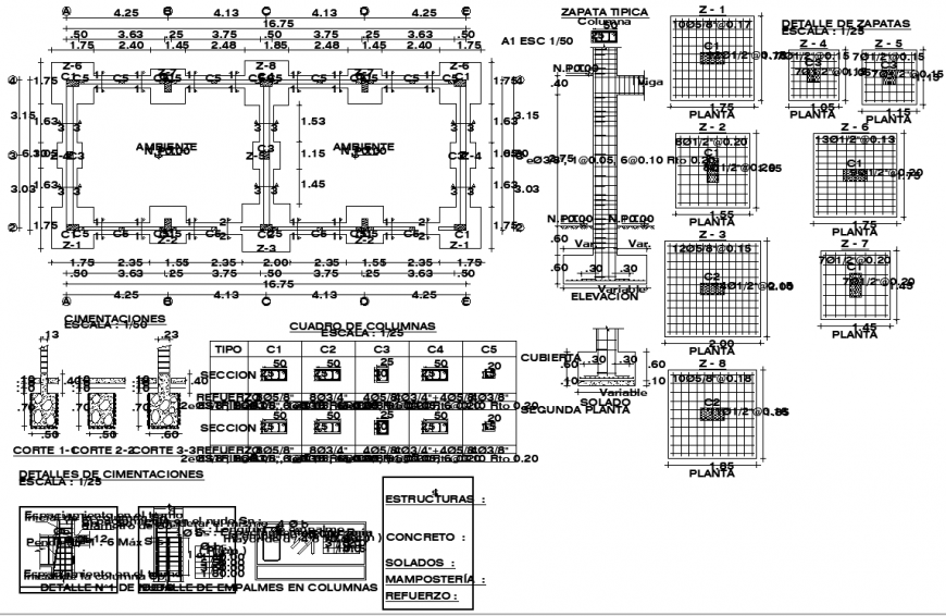 Foundation Details In Dwg File. - Cadbull